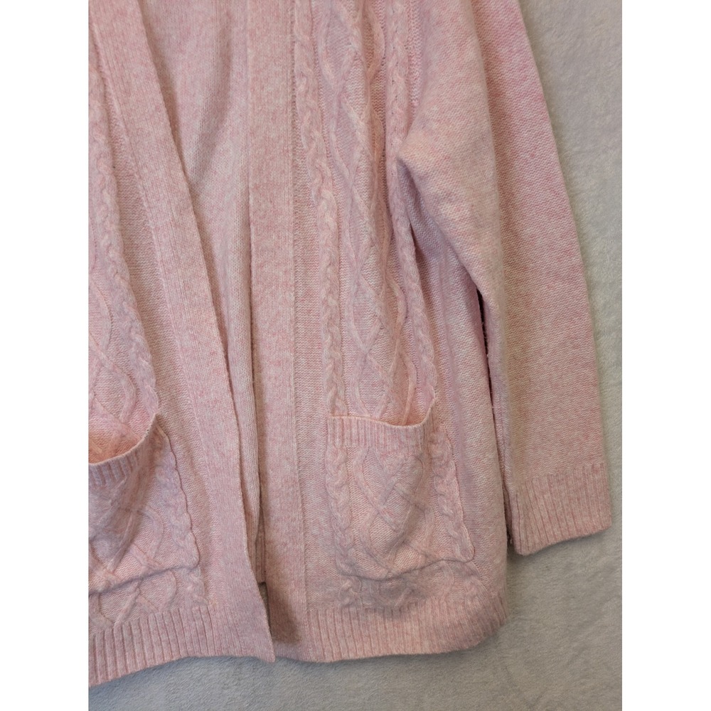 Croft & Barrow Cardigan Women's XL Pink Cable Knit Open Front Pocket - Picture 4 of 10